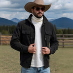 Herren lässige Strickjacke mit praktischen Brusttaschen und modernem Stehkragen R&B