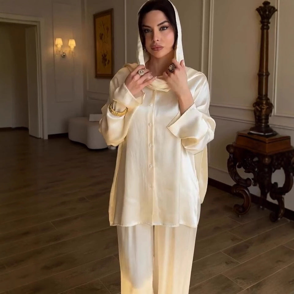 Damen luxuriöses Satin Set mit weitem Schnitt R&B