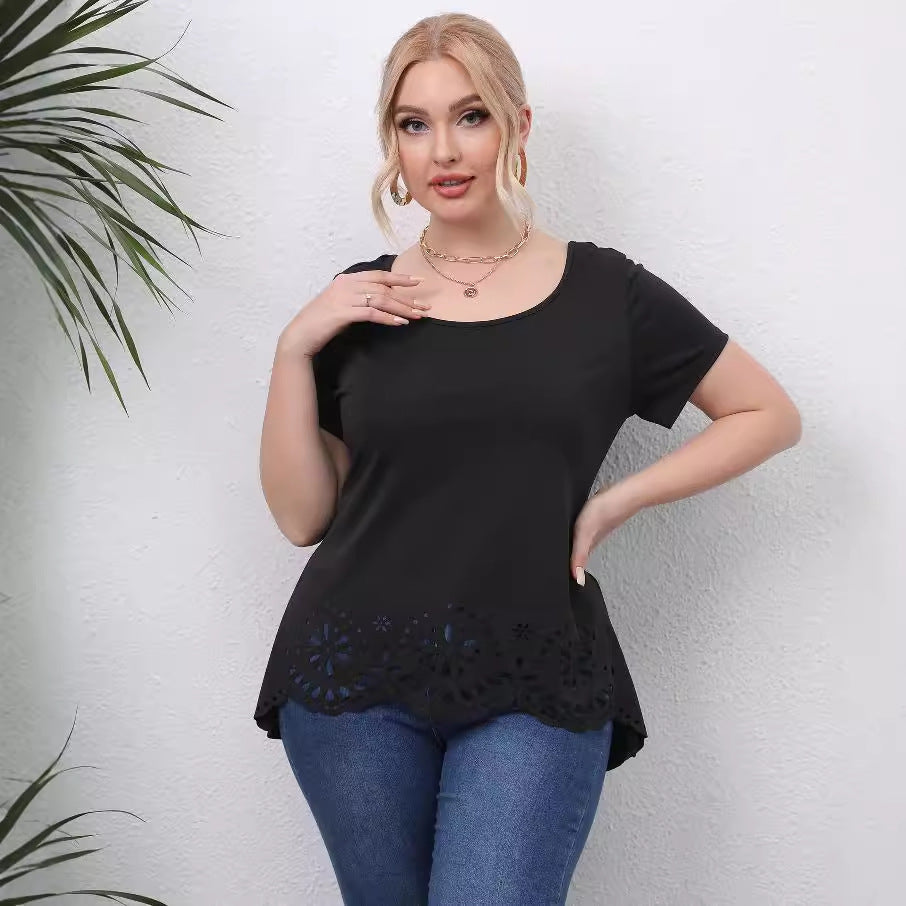 Damen Oberteil mit floralem Lochmuster R&B