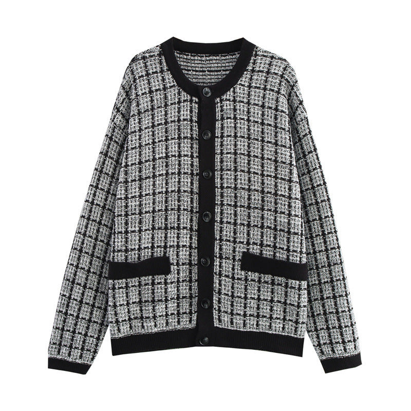 Damen Strickjacke im klassischen Karomuster R&B