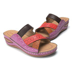 Damen Wedge-Sandaletten mit perforierten Riemen R&B