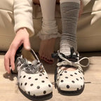 Damen Freizeit-Ballerinas mit modischem Punkte-Design und verstellbaren Schleifen R&B
