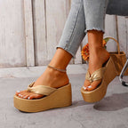 Damen Glamouröse und komfortable Plateau-Sandalen mit dekorativem Schleifen-Detail R&B