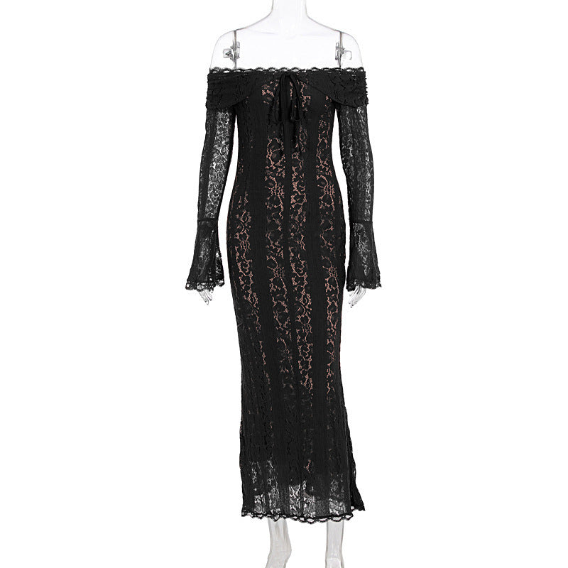 Damen Elegantes Spitzenkleid im figurbetonten Schnitt mit Off-Shoulder Design R&B