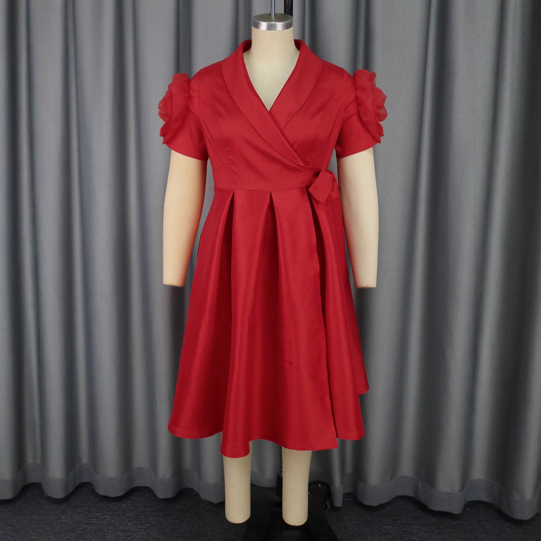 Damen Wickelkleid mit voluminösen Puffärmeln R&B