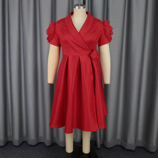 Damen Wickelkleid mit voluminösen Puffärmeln R&B