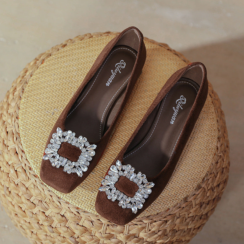 Damen Ballerinas mit funkelndem Kristallschmuck R&B