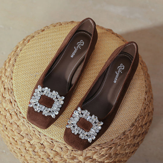 Damen Ballerinas mit funkelndem Kristallschmuck R&B