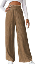Damen weite Plisseehose mit hohem Bund und elastischem Taillenband R&B