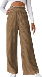 Damen weite Plisseehose mit hohem Bund und elastischem Taillenband R&B