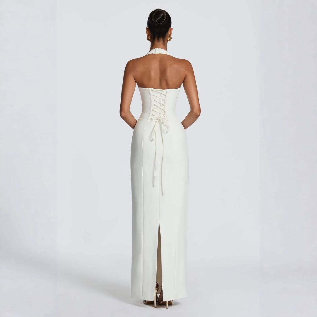 Damen Elegantes Abendkleid mit tiefem Herz-Ausschnitt und schwingendem Saum R&B