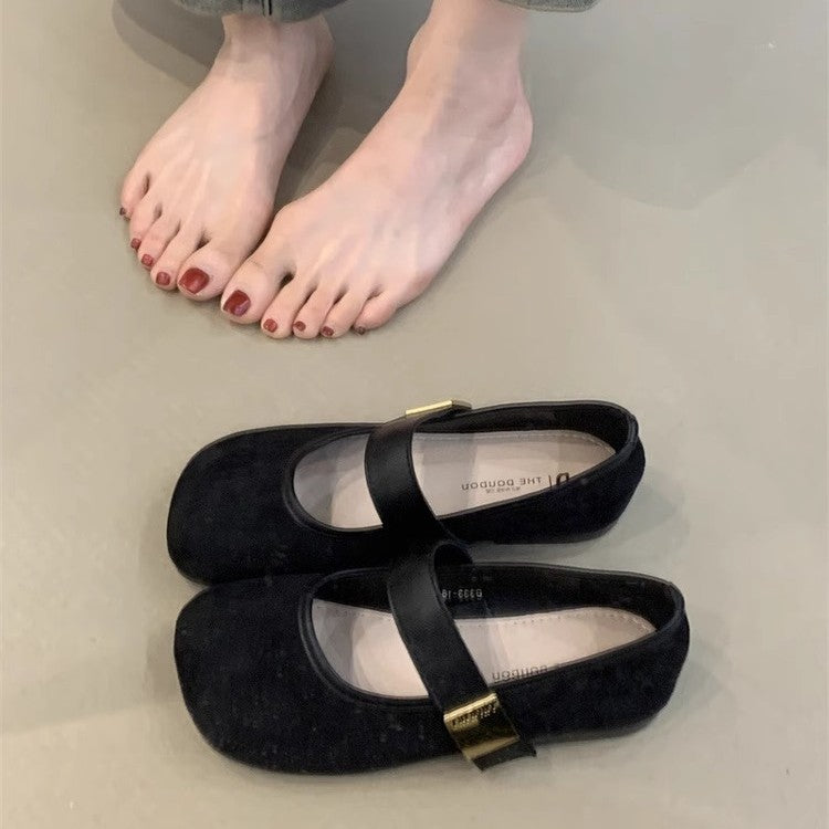 Damen elegante Ballerina-Schuhe mit dekorativem Riemchen und komfortablem Fußbett R&B