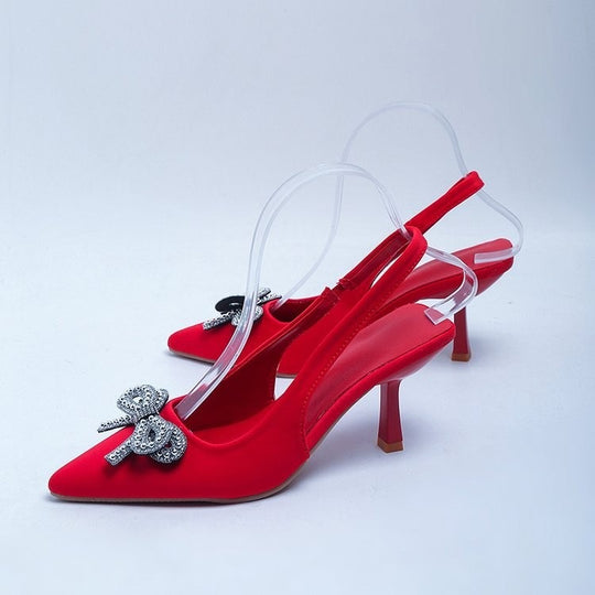 Damen Slingback Pumps mit funkelndem Schleifen-Detail R&B