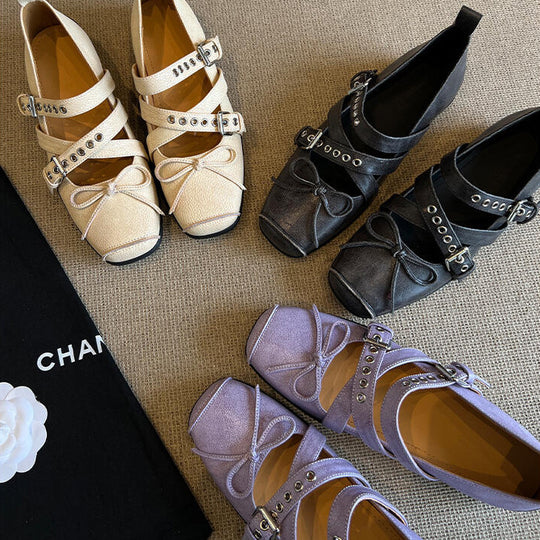 Damen Ballerinas mit dekorativem Riemendesign und raffinierter Faltengestaltung R&B