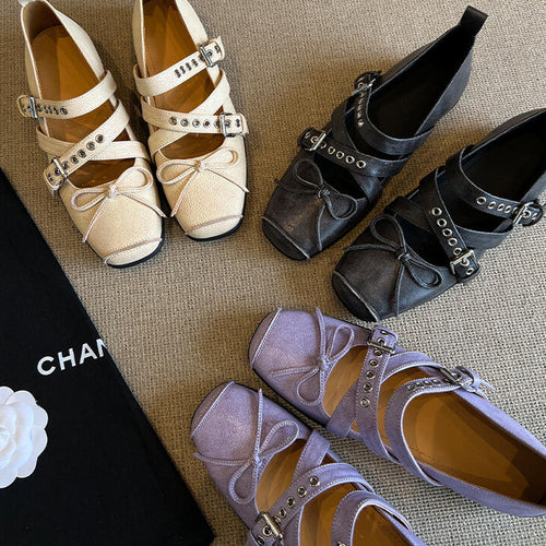 Damen Ballerinas mit dekorativem Riemendesign und raffinierter Faltengestaltung R&B
