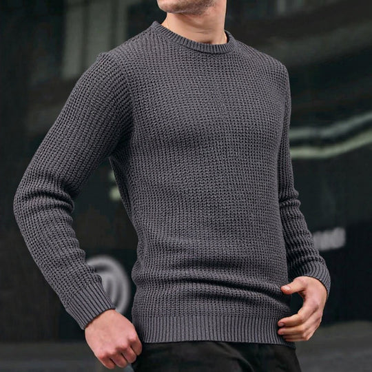 Herren lockerer Strickpullover mit Waffelmuster R&B