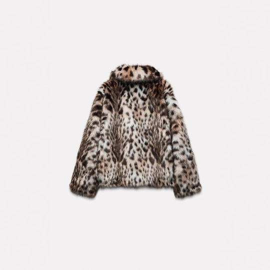 Damen Modische Leopardenmuster Kunstpelzjacke R&B