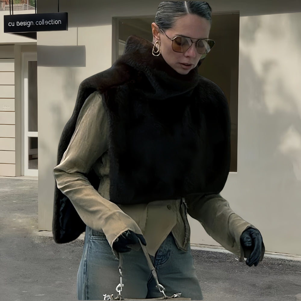 Damen Kunstpelz Weste R&B