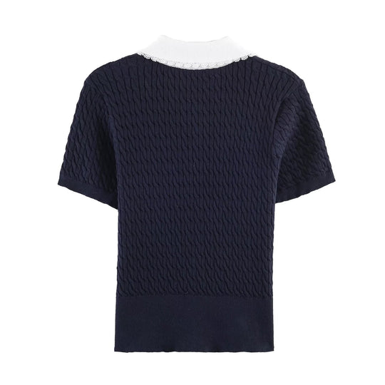 Damen Strickbluse mit eleganter Kragenverzierung R&B