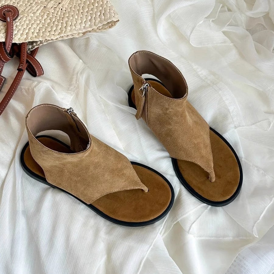 Damen modische Zehentrenner-Sandalen mit geschlossenen Fersen und seitlichem Reißverschluss R&B