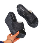 Damen Wedge-Pantoletten mit funkelndem Glamour-Design R&B