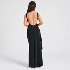 Damen elegantes Abendkleid mit seitlichem Schlitz und Raffung R&B