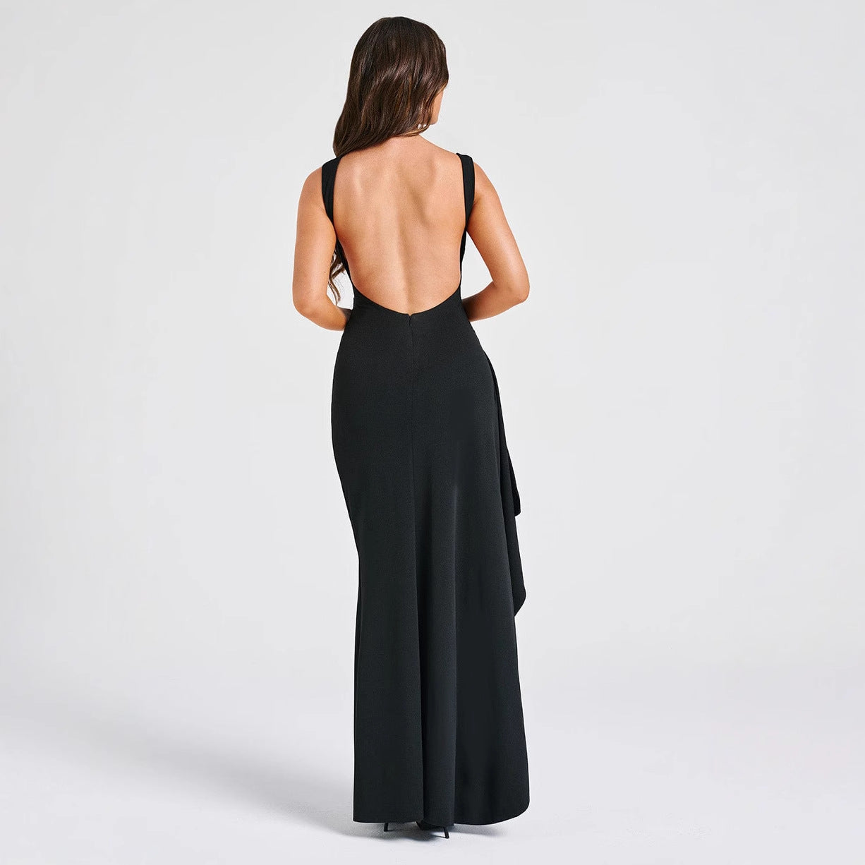 Damen elegantes Abendkleid mit seitlichem Schlitz und Raffung R&B