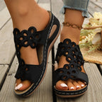 Damen Wedge-Sandalen mit floralem Riemendesign und komfortabler Fußbettgestaltung R&B