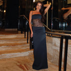 Damen Elegantes Maxikleid mit Spitzeneinsätzen und verstellbaren Trägern R&B