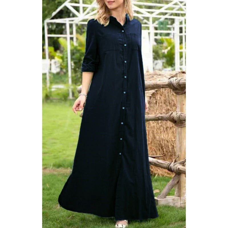 Damen Langarmhemdkleid mit Knopfdetails und raffiniertem Schnitt R&B