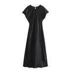 Damen elegantes Maxikleid mit fließendem Schnitt und modernem V-Ausschnitt R&B