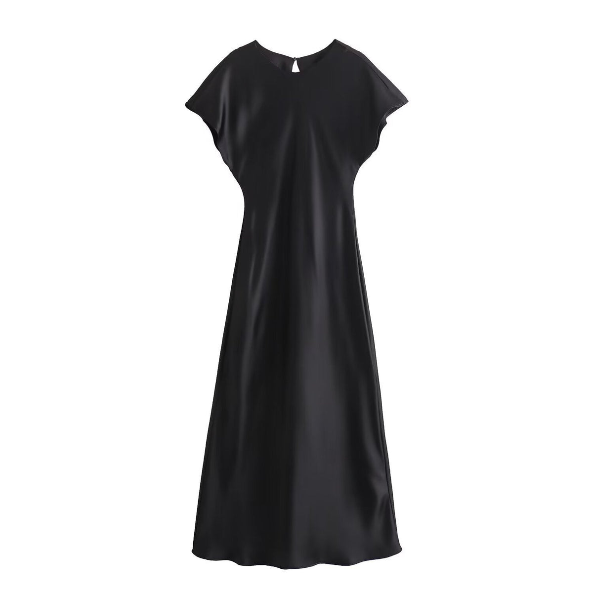Damen elegantes Maxikleid mit fließendem Schnitt und modernem V-Ausschnitt R&B