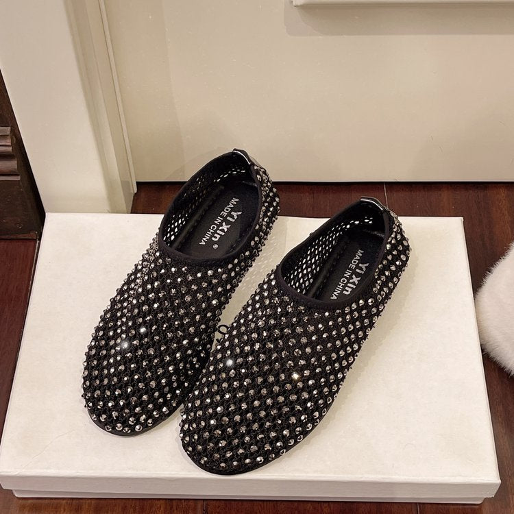 Damen komfortable Sneakers mit funkelnden Strass-Akzenten R&B