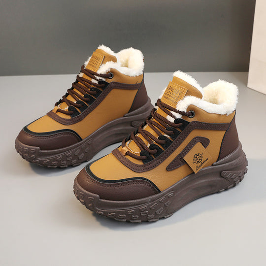 Damen modische Hochschnitt Sneakers mit warmem Futter und rutschfester Sohle R&B