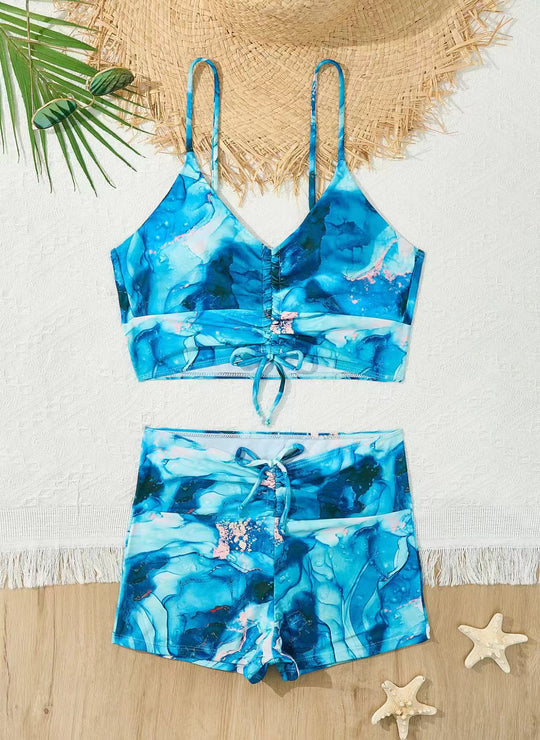 Damen Bikini mit floralem Rüschendesign und verstellbaren Trägern R&B