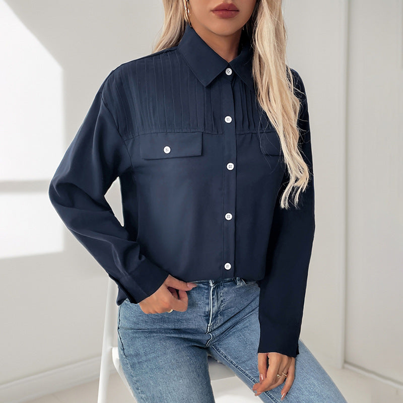 Damen elegante Bluse mit dekorativer Faltenstruktur R&B
