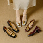 Damen Komfortable Blockabsatz-Pumps mit dekorativem Schmuckdetail