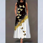 Damen Maxikleid mit elegantem Schmetterlingsdesign und praktischen Taschen R&B