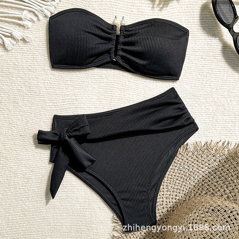 Damen Bandeau-Bikini mit modernem Wickelbund R&B