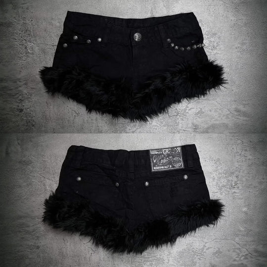Damen Kurze Jeans mit flauschigen Saum R&B