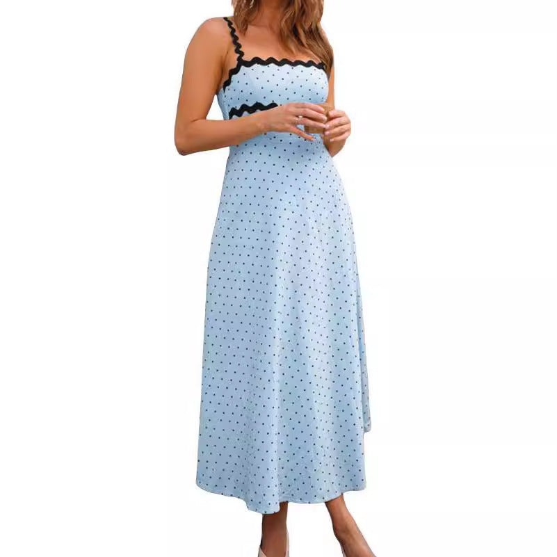Damen Maxikleid mit Spitze und verspieltem Polka-Dot-Muster R&B