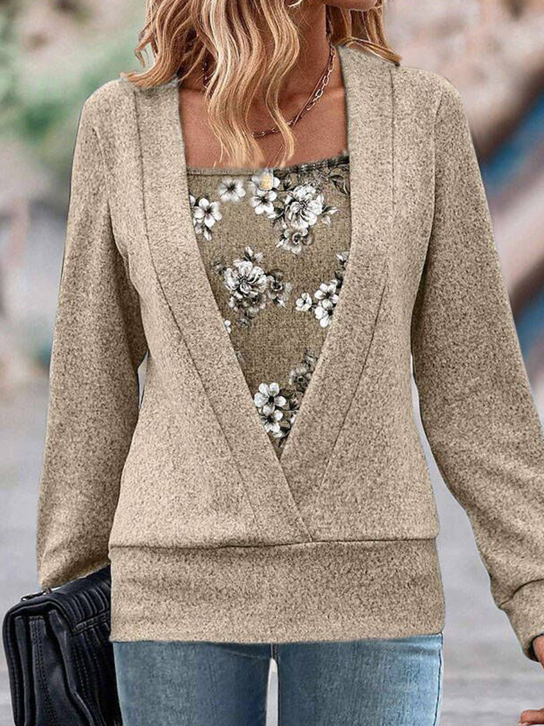Damen kombinierbare Strickjacke mit floralem Detail R&B