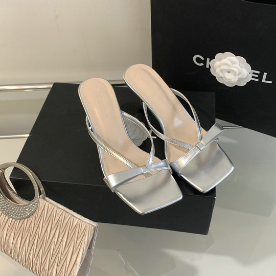 Damen Sling-Sandalen mit schmalen Riemen und eleganter Schleife R&B