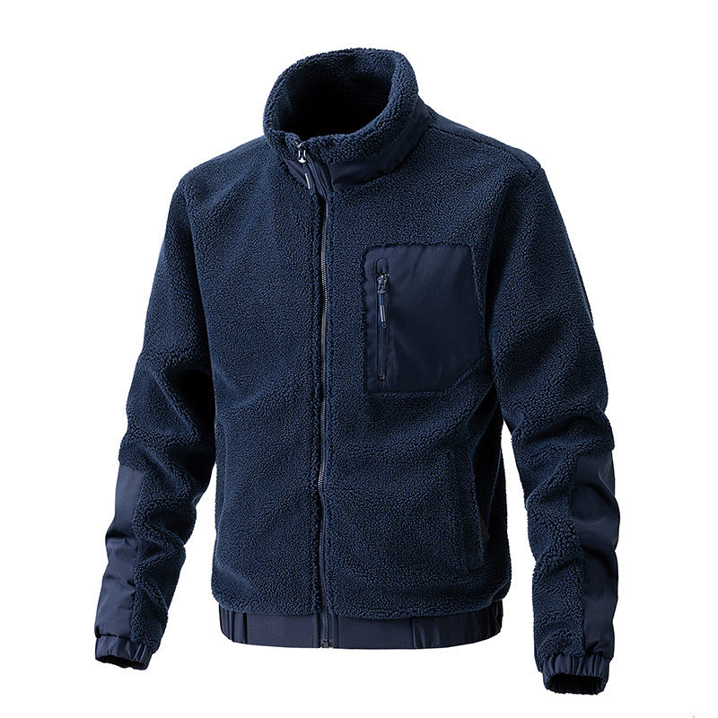 Herren Fleecejacke mit hochgeschlossenem Kragen und seitlichen Reißverschlusstaschen R&B