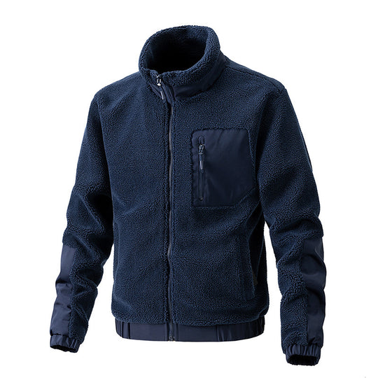 Herren Fleecejacke mit hochgeschlossenem Kragen und seitlichen Reißverschlusstaschen R&B