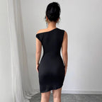 Damen Einseitig geschultertes Minikleid mit raffinierten Raffungselementen R&B