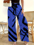 Damen Weit geschnittene Palazzo-Hose mit grafischem Muster und elastischem Bund R&B