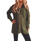 Damen Grobstrickjacke mit eleganten Knopfdetails und lässigem Schnitt R&B