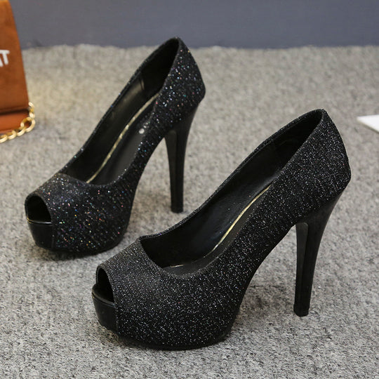 Damen Peep-Toe High Heels mit schickem Metallic-Akzent und bequemem Innenfutter R&B