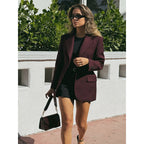 Damen elegante Blazerjacke mit doppelter Knopfverschluss und tailliertem Schnitt R&B